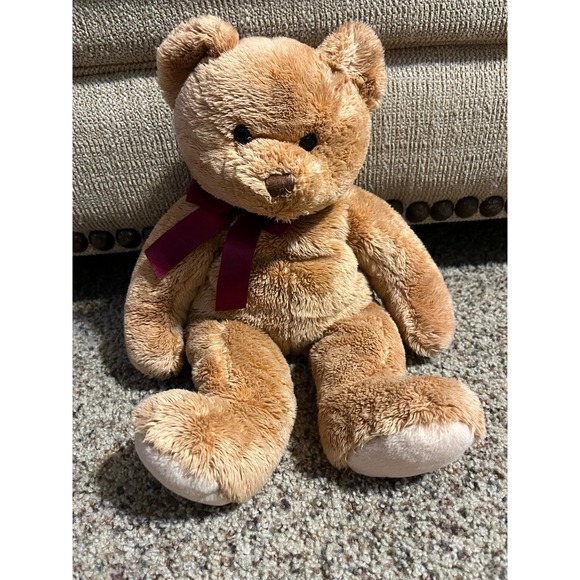 TY Inc. Brown‎ Bear Plush 13" w/ Red Bow Stuffed Animal 2003 - Picture 1 of 2